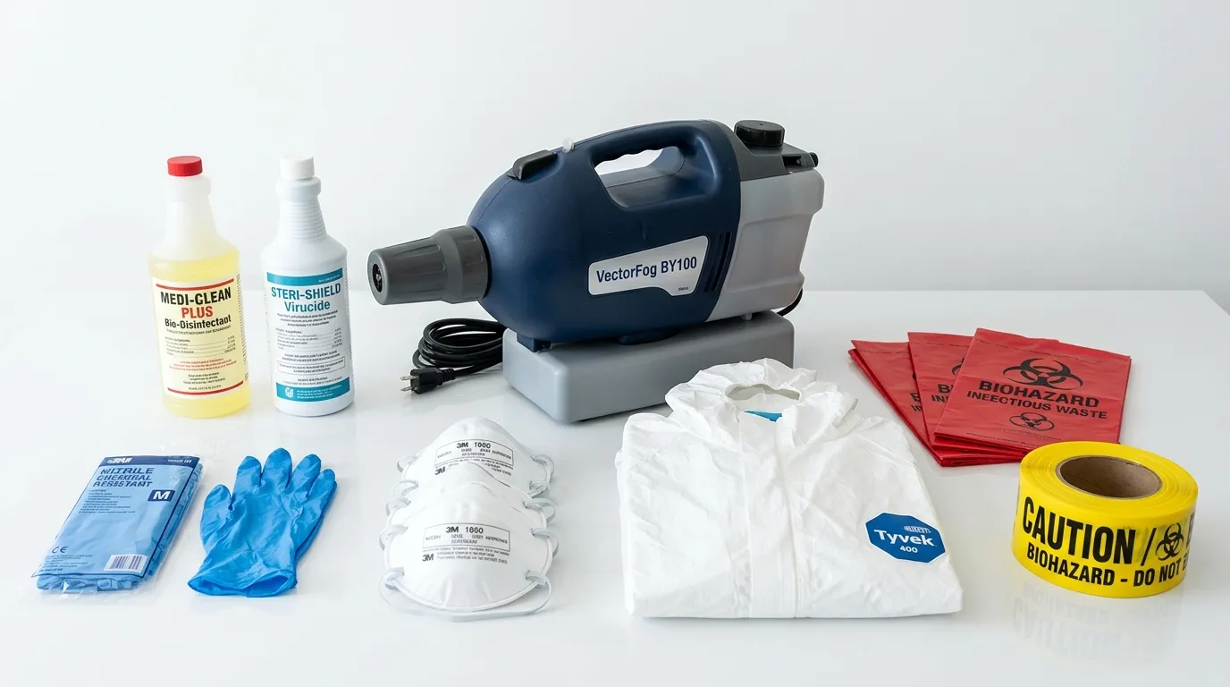 Professional biohazard remediation crew working in West Samoset